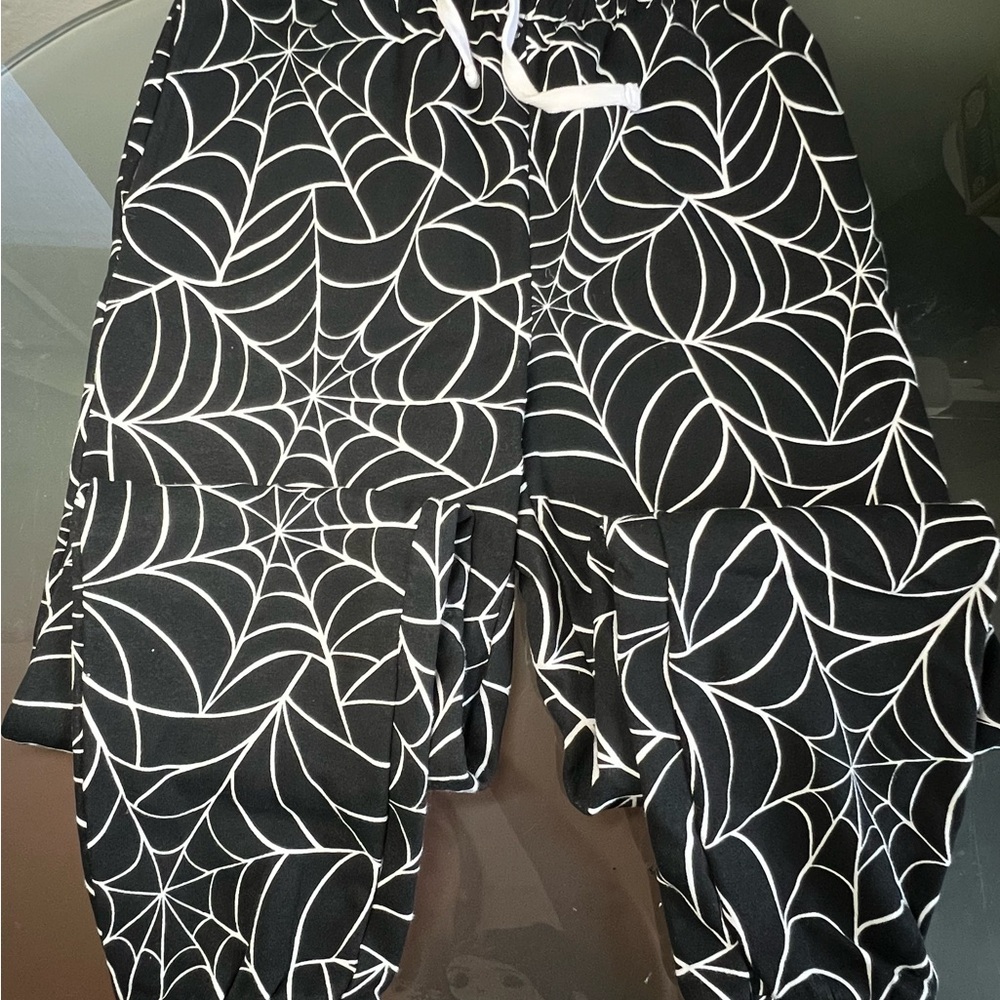 Black and White Spiderweb Patterned SweatPant
